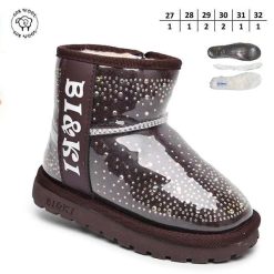 Buty Śniegowe dziecięce 1026-2686-A-B60202-H (8par／27-32) ciemnobrązowy, błyszczący