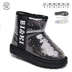 Buty Śniegowe dziecięce 1026-2687-A-B60202-G (8par／27-32) czarny, błyszczący
