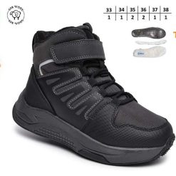 Buty Śniegowe dziecięce 1026-2692-T-65210-E (8par／33-38) czarno-ciemnoszary