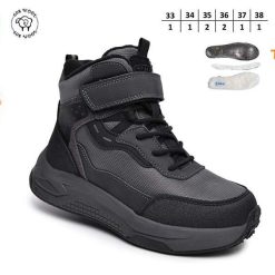 Buty Śniegowe dziecięce 1026-2696-T-65207-B (8par／33-38) szaro-czarny