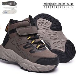 Buty Śniegowe dziecięce 1026-2698-A-B60145-E (8par／28-35) brązowo-szaro-czarny