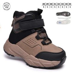 Buty Śniegowe dziecięce 1026-2706-A-B60143-C (8par／28-35) beżowo-brązowo-czarny