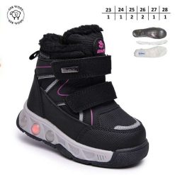 Buty Śniegowe dziecięce 1026-2714-A-B60198-C (8par／23-28) czarny z różowymi akcentami