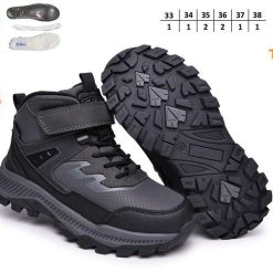 Buty Śniegowe dziecięce 1026-2734-T-68182-B (8par／33-38) szaro-czarny