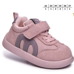 Buty Śniegowe dziecięce 1026-2760-T-65165-F (8par／22-27) pudrowy róż ／ szary