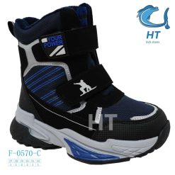 Buty Śniegowe dziecięce 1026-3596-F-0570-C (8par／27-32) czarno-niebieski