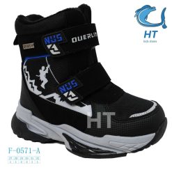 Buty Śniegowe dziecięce 1026-3598-F-0571-A (8par／27-32) czarno-niebieski