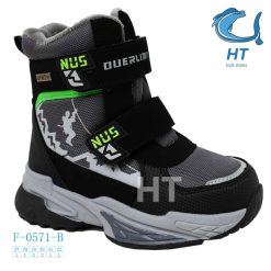 Buty Śniegowe dziecięce 1026-3599-F-0571-B (8par／27-32) czarno-zielony