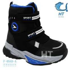 Buty Śniegowe dziecięce 1026-3601-F-0545-A (8par／27-32) czarno-niebieski
