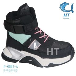 Buty Śniegowe dziecięce 1026-3632-F-0567-A (8par／27-32) czarno-miętowy