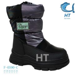 Buty Śniegowe dziecięce 1026-3641-F-0590-C (8par／27-32) czarno-fioletowy