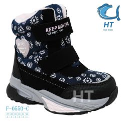 Buty Śniegowe dziecięce 1026-3646-F-0550-C (8par／27-32) granatowy kwiatowy