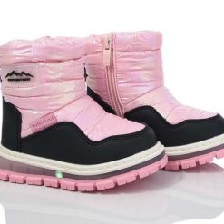 Buty Śniegowe dziecięce 1026-3686-T-11327-H,LED (8par／23-28) różowo-czarny