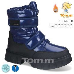 Buty Śniegowe dziecięce 1026-3808-T-0558-H (8par／33-38) niebieski metaliczny