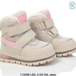 Buty Śniegowe dziecięce 1026-3929-T-11327-A,LED (8par／23-28) kremowy