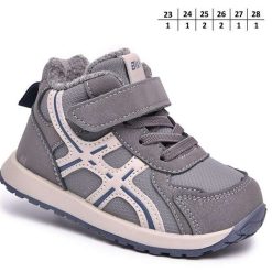 Buty Sportowe Rzepy dziecięce 1026-2768-A-B60130-M (8par／23-28) szary ／ beżowy ／ granatowe detale