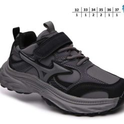 Buty Sportowe Rzepy dziecięce 1026-2776-F-65185-B (8par／32-37) szary ／ czarny