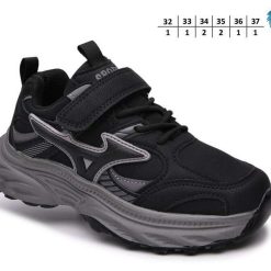Buty Sportowe Rzepy dziecięce 1026-2777-F-65185-A (8par／32-37) czarny ／ szary