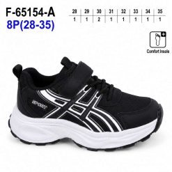 Buty Sportowe Rzepy dziecięce 1026-2784-F-65154-A (8par／28-35) czarny ／ biały