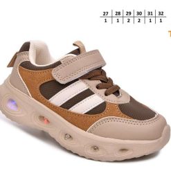 Buty Sportowe Rzepy dziecięce 1026-2802-T-65149-Y (8par／27-32) beżowy ／ brązowy ／ biały