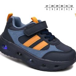 Buty Sportowe Rzepy dziecięce 1026-2803-T-65149-X (8par／27-32) granatowy ／ niebieski ／ pomarańczowy