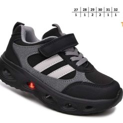 Buty Sportowe Rzepy dziecięce 1026-2804-T-65149-M (8par／27-32) czarny ／ szary ／ biały