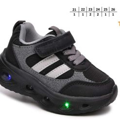 Buty Sportowe Rzepy dziecięce 1026-2808-T-65143-M (8par／21-26) czarny ／ szary ／ biały
