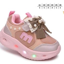 Buty Sportowe Rzepy dziecięce 1026-2811-T-65141-B (8par／21-26) różowy ／ beżowy
