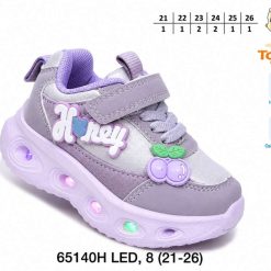 Buty Sportowe Rzepy dziecięce 1026-2812-T-65140-H (8par／21-26) liliowy ／ srebrny