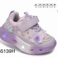 Buty Sportowe Rzepy dziecięce 1026-2815-T-65139-H (8par／21-26) liliowy ／ fioletowy