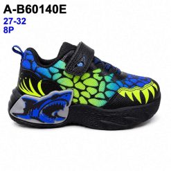 Buty Sportowe Rzepy dziecięce 1026-2830-A-B60140-E (8par／27-32) czarny ／ niebieski ／ zielony ／ neonowy