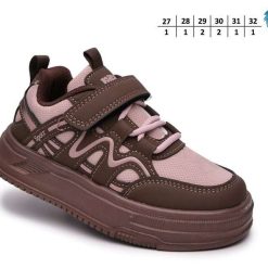 Buty Sportowe Rzepy dziecięce 1026-2856-F-65171-H (8par／27-32) brązowy ／ pudrowy róż