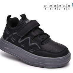Buty Sportowe Rzepy dziecięce 1026-2857-F-65171-F (8par／27-32) czarny ／ szary