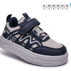 Buty Sportowe Rzepy dziecięce 1026-2858-F-65171-D (8par／27-32) granatowy ／ beżowy ／ szary