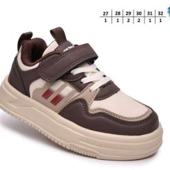 Buty Sportowe Rzepy dziecięce 1026-2860-F-65170-K (8par／27-32) brązowy ／ beżowy
