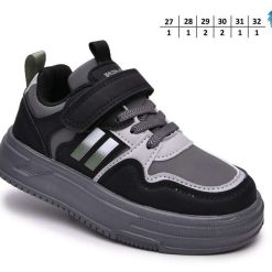 Buty Sportowe Rzepy dziecięce 1026-2861-F-65170-M (8par／27-32) szary ／ czarny