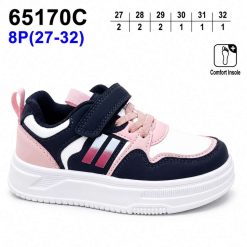 Buty Sportowe Rzepy dziecięce 1026-2863-F-65170-C (8par／27-32) granatowy ／ biały ／ różowy