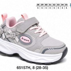 Buty Sportowe Rzepy dziecięce 1026-2872-F-65157-H (8par／28-35) szary ／ biały ／ różowy