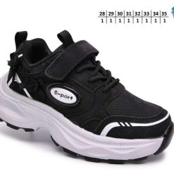 Buty Sportowe Rzepy dziecięce 1026-2873-F-65157-A (8par／28-35) czarny ／ biały