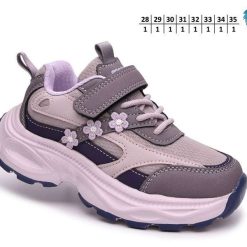 Buty Sportowe Rzepy dziecięce 1026-2874-F-65156-E (8par／28-35) szary ／ fioletowy