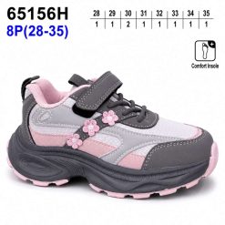 Buty Sportowe Rzepy dziecięce 1026-2876-F-65156-H (8par／28-35) szary ／ różowy ／ biały