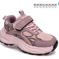 Buty Sportowe Rzepy dziecięce 1026-2878-F-65153-D (8par／28-35) różowy ／ pudrowy róż