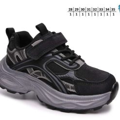 Buty Sportowe Rzepy dziecięce 1026-2879-F-65153-A (8par／28-35) czarny ／ szary