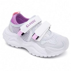 Buty Sportowe Rzepy dziecięce 1026-2881-F-60035-D (8par／29-36) biało-fioletowy