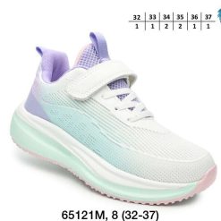 Buty Sportowe Rzepy dziecięce 1026-3051-F-65121-M (8par／32-37) biało-miętowo-fioletowy