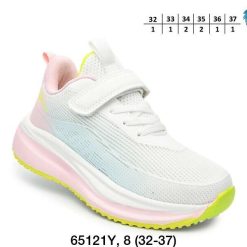Buty Sportowe Rzepy dziecięce 1026-3052-F-65121-Y (8par／32-37) biało-różowy