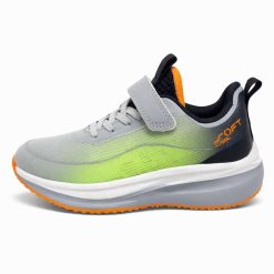 Buty Sportowe Rzepy dziecięce 1026-3053-F-65121-B (8par／32-37) szaro-limonkowy