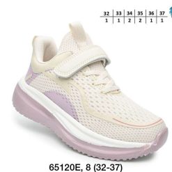 Buty Sportowe Rzepy dziecięce 1026-3055-F-65120-E (8par／32-37) kremowo-liliowy