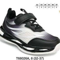 Buty Sportowe Rzepy dziecięce 1026-3086-T-68026-A (8par／32-37) czarno-szary