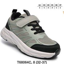 Buty Sportowe Rzepy dziecięce 1026-3092-T-68064-C (8par／32-37) szaro-czarny